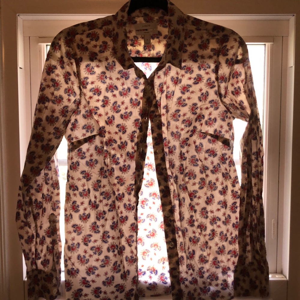 J Crew Perfect Papaya Paisley Button Down Shirt Size 6